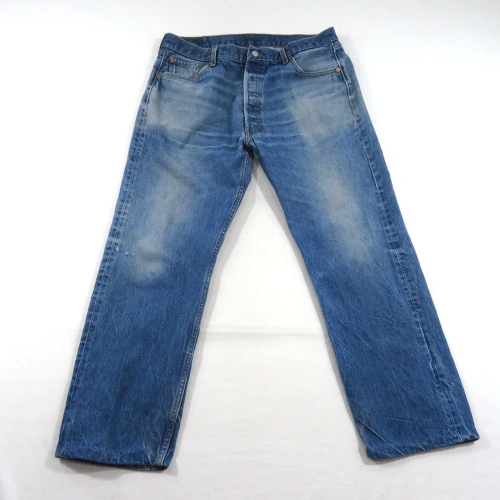 Levi's 501 Button Fly Med Wash Blue JEANS 38x33 Measured 35x28 Y2K